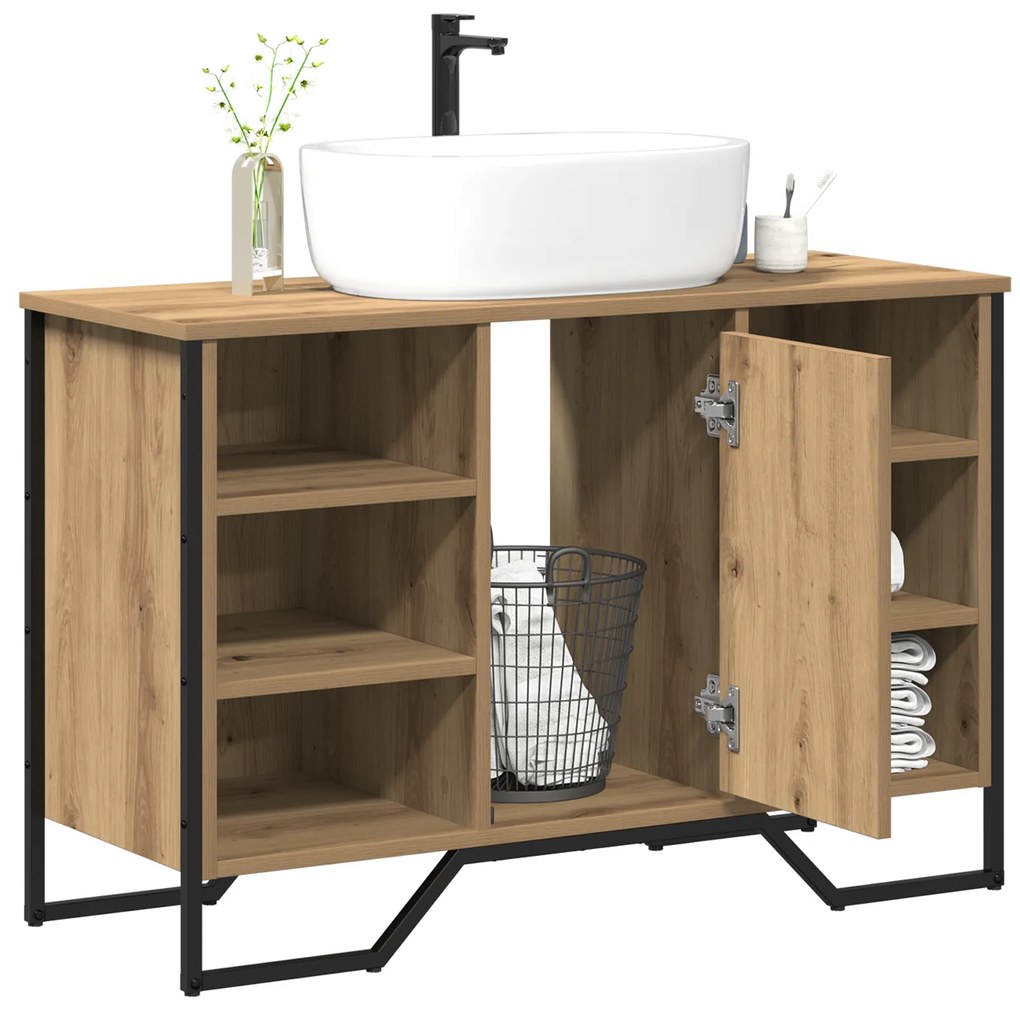 vidaXL Ντουλάπα Νιπτήρα Μπάνιου Καστανιά 91x35x60 εκ Επεξεργασμένο Ξύλο