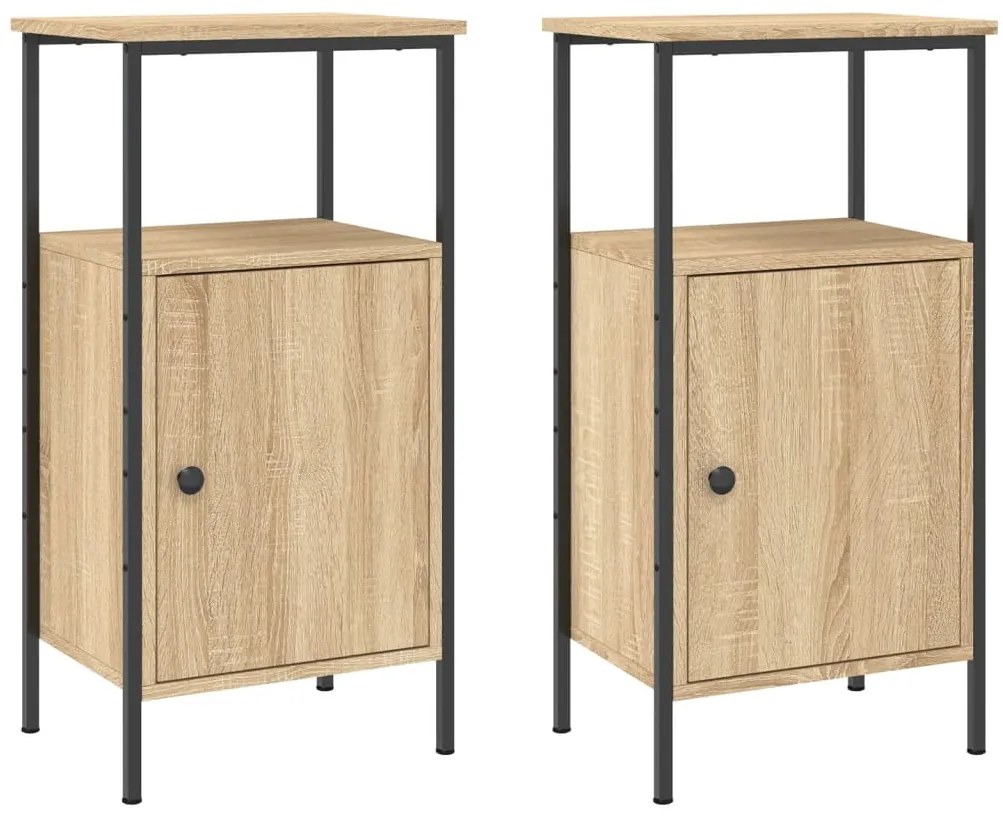 vidaXL Κομοδίνα 2 τεμ. Sonoma Δρυς 41 x 31 x 80 εκ. Επεξεργασμένο Ξύλο