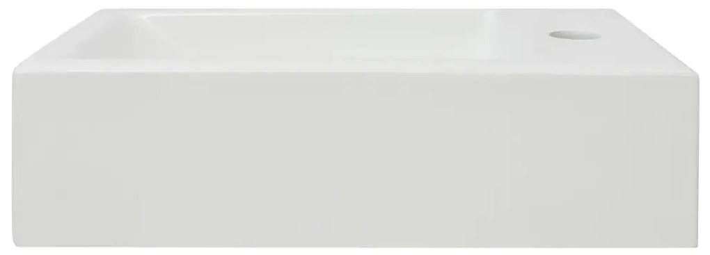 vidaXL Νιπτήρας Ορθογώνιος Οπή Βρύσης Λευκός 46x25,5x12 εκ. Κεραμικός
