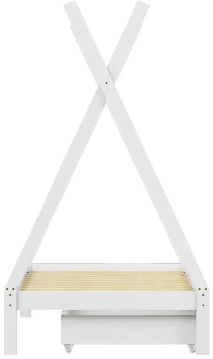 Κρεβάτι παιδικό Lalitto τύπου Montessori με 2 συρτάρια ξύλο λευκό 90x190 εκ. 90x190x170 εκ.