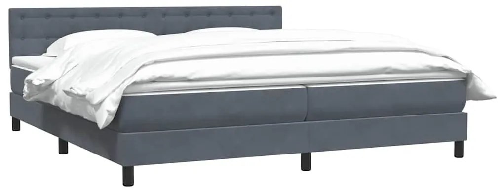 Box Spring Κρεβάτι με στρώμα Σκούρο γκρι 180x220 εκ. Βελούδινο - Γκρι