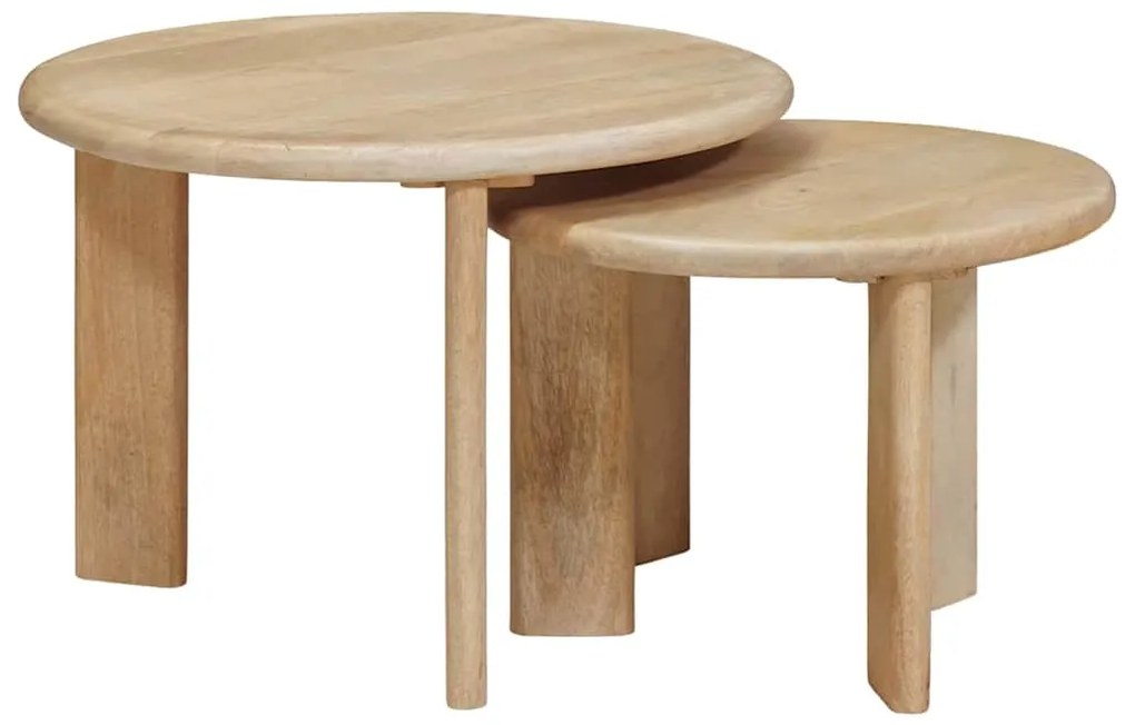 vidaXL Τραπεζάκια Καφέ Στερεών 2 pcs Μαύρο Στερεό ξύλο μάνγκο