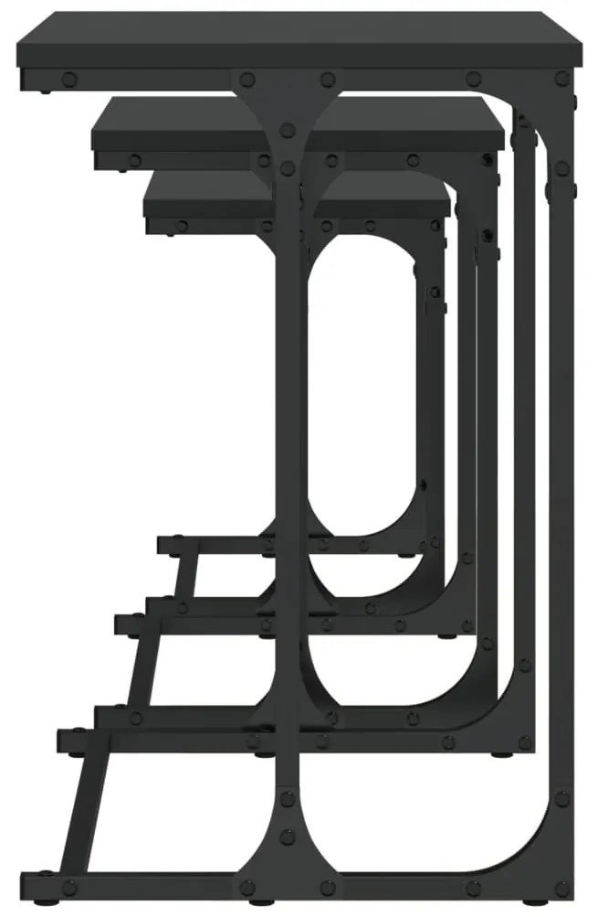 vidaXL Τραπεζάκια Ζιγκόν 3 τεμ. Μαύρα από Επεξεργασμένο Ξύλο