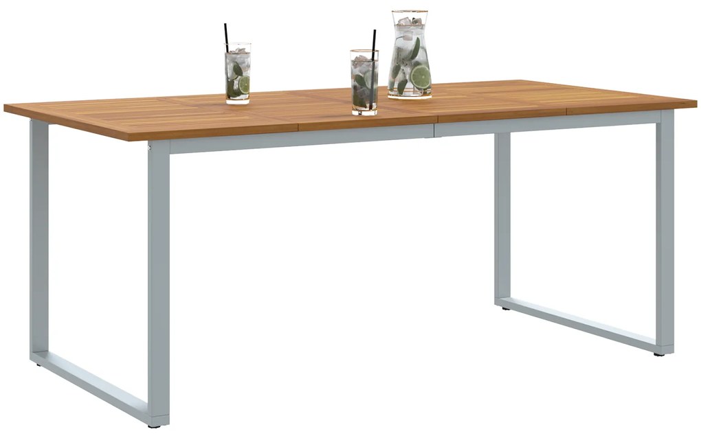 vidaXL Εξωτερικό Τραπέζι Φαγητού Γκρι 180x90x75 εκ Χάλυβας&Στερεό Ξύλο Ακακίας