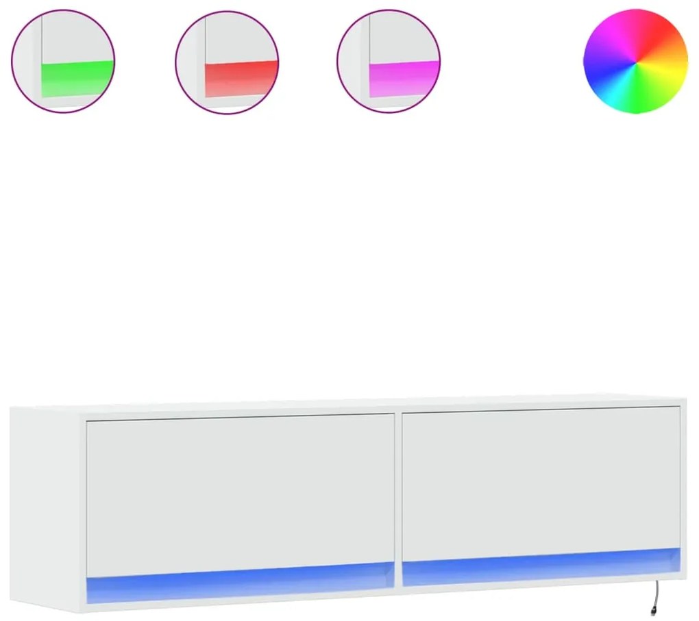 vidaXL Έπιπλο Τοίχου Τηλεόρασης με LED Λευκό 140x31x38 εκ.