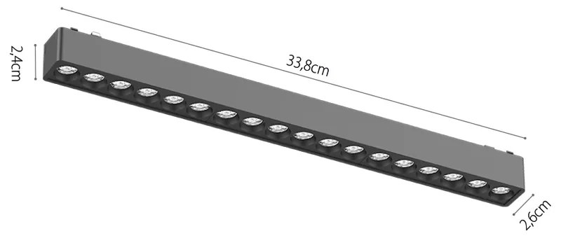 Φωτιστικό LED 18W 3000K για Ultra-Thin μαγνητική ράγα σε λευκή απόχρωση D:33,8cmX2,4cm (T02901-WH) - 1.5W - 20W - T02901-WH