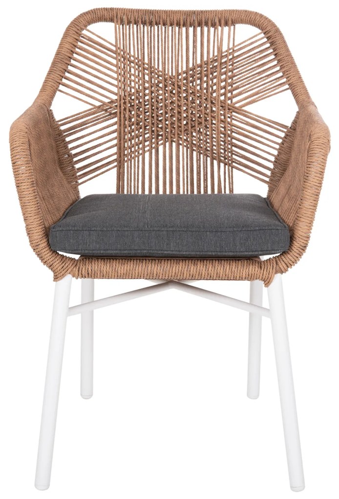 ΠΟΛΥΘΡΟΝΑ TOPIN HM6048.01 ΑΛΟΥΜΙΝΙΟ ΛΕΥΚΟ-P.E. RATTAN ΑΝΟΙΧΤΟ ΚΑΦΕ-ΜΑΞΙΛΑΡΙ ΓΚΡΙ 58x60x83Υ εκ (1 Τεμμάχια)