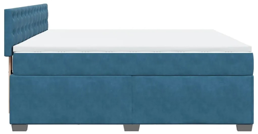 Κρεβάτι Boxspring με Στρώμα Μπλε 200x200 εκ. Βελούδινο - Μπλε