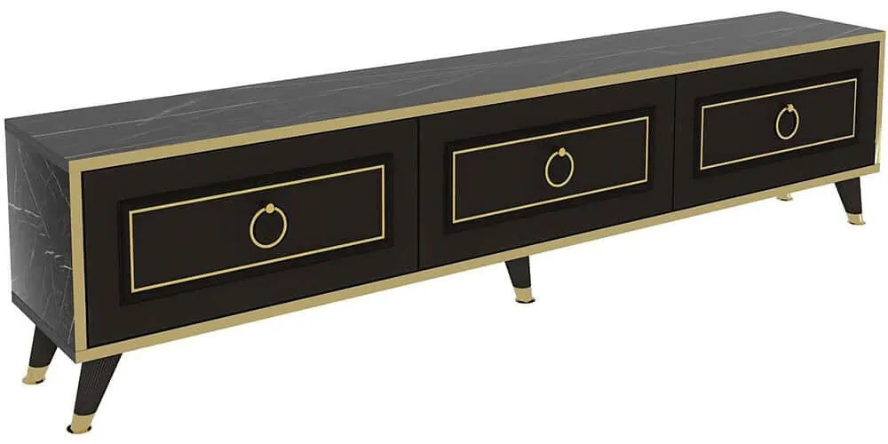 Έπιπλο Τηλεόρασης Sona 550ARN3523 180x29,5x45,5cm Marble Effect Black-Gold