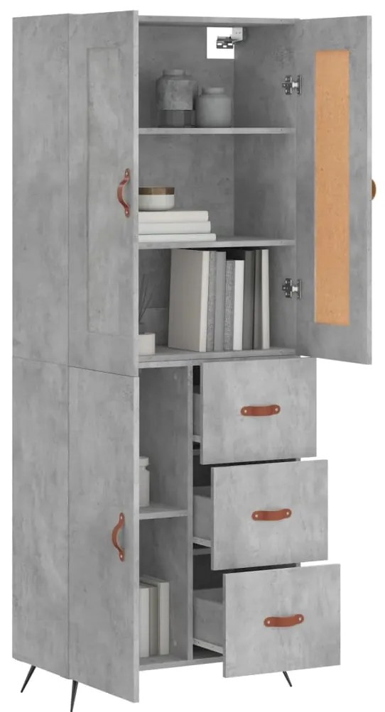 vidaXL Ντουλάπι Γκρι Σκυροδέματος 69,5x34x180 εκ. Επεξεργασμένο Ξύλο