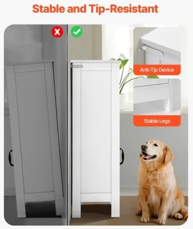 VEVOR Wooden Bathroom Floor Cabinet Storage with Adjustable Shelf 2 Doors White