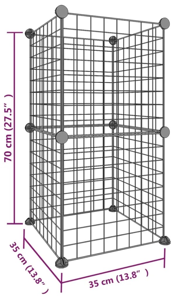 vidaXL Κλουβί για Κατοικίδια με 8 Πάνελ Μαύρο 35 x 35 εκ. Ατσάλινο