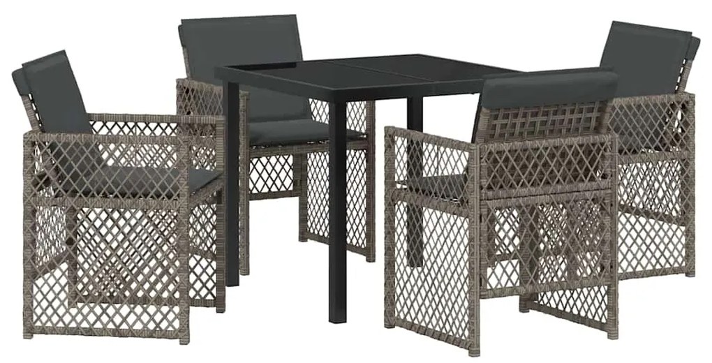 vidaXL Σέτ φαγητού για κήπο 5 pcs Γκρι συνθετικό ρατάν