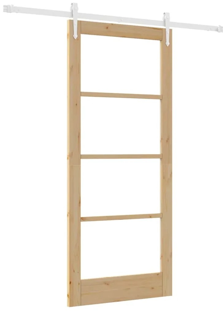 vidaXL Ολισθητή Πόρτα Καφέ 86 x 198.5 cm Ξύλο και μέταλλο