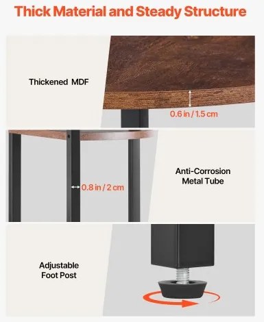 VEVOR 6 Tier Corner Shelf Tall Corner Stand with LED Light Narrow Display Rack