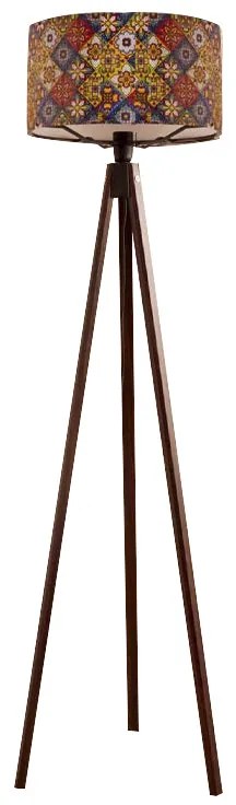 Φωτιστικό δαπέδου Rosling Megapap Mdf/ύφασμα Pvc χρώμα καρυδί - πολύχρωμο 38x38x140εκ.