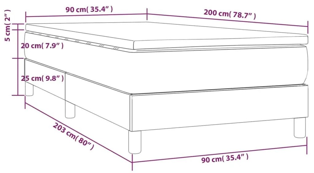 Κρεβάτι Boxspring με Στρώμα Καπουτσίνο 90x200εκ.από Συνθ. Δέρμα - Καφέ