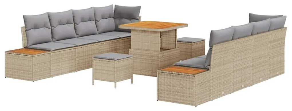 vidaXL Σετ Καναπέ Κήπου 11 pcs Μπεζ συνθετικό ρατάν