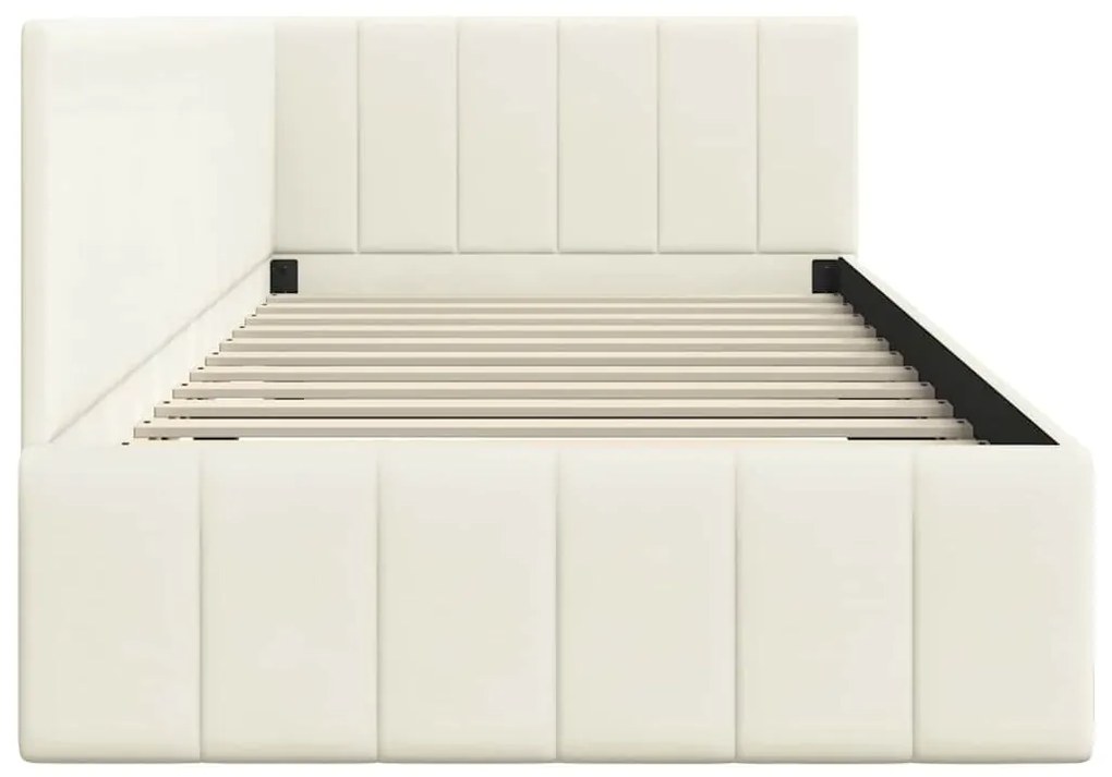 vidaXL Κρεβάτι Γωνίας με κεφαλάρι Κρεμ 90 x 190 cm Βελούδο