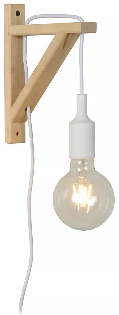Φωτιστικό Επίτοιχο Lucide 08208-01-31 FIX Λευκό (White)|Ξύλο Φυσικό χρώμα (Wood Natural Finish)