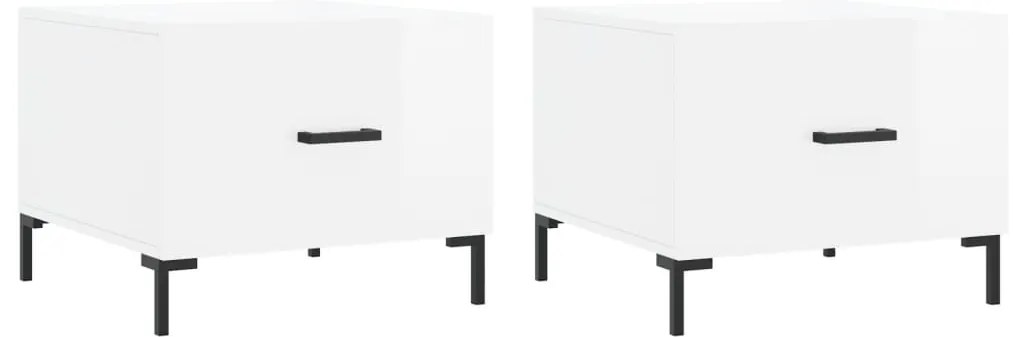 vidaXL Τραπεζάκια Σαλονιού 2 τεμ. Λευκά 50x50x40 εκ Επεξεργασμένο Ξύλο