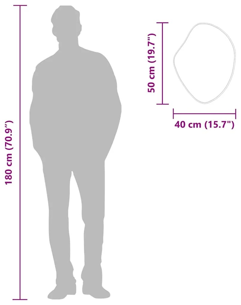 vidaXL Καθρέφτης Τοίχου Ασημί 50 x 40 εκ.