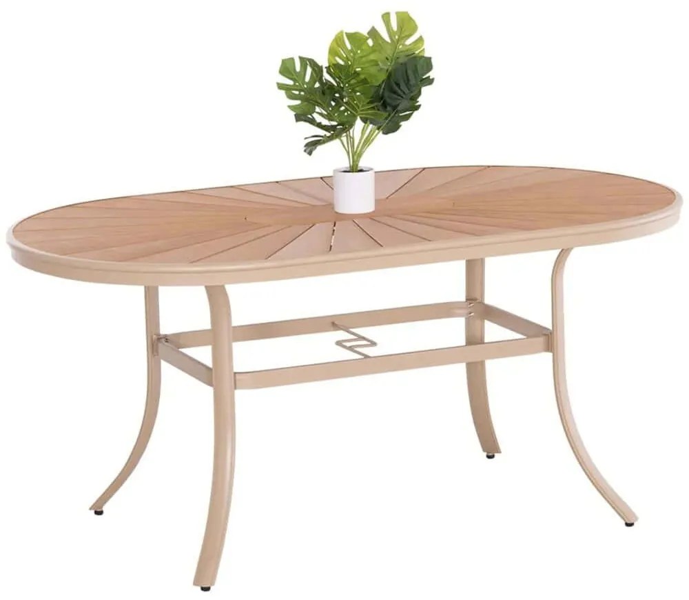 Τραπέζι Κήπου Telamo HM6288.04 160x90x73,5cm Champagne-Natural