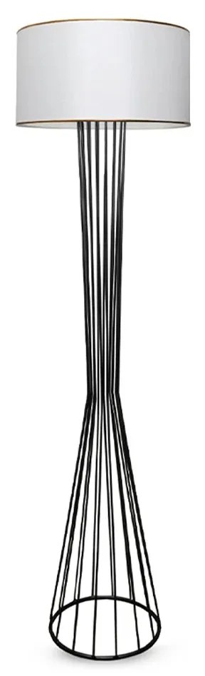 GloboStar® NOVA 201-0036 Μοντέρνο Επιδαπέδιο Φωτιστικό 1 x E27 IP20 Μαύρο Μεταλλό με Λευκό Ύφασμα - Μ38 x Π38 x Υ155cm