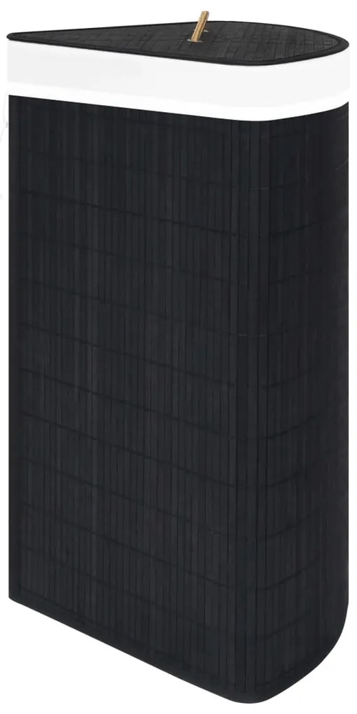 vidaXL Καλάθι Άπλυτων Γωνιακό Μαύρο 60 Λίτρων από Μπαμπού