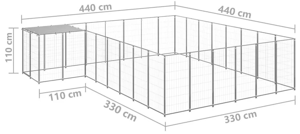 Σπιτάκι Σκύλου Ασημί 15,73 μ² Ατσάλινο - Ασήμι