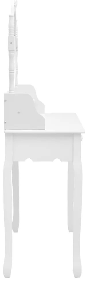 vidaXL Μπουντουάρ με Σκαμπό Λευκό 75 x 69 x 140 εκ. Ξύλο Παυλώνιας