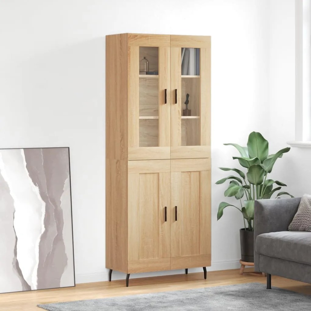 vidaXL Ντουλάπι Sonoma δρυς 69,5 x 34 x 180 εκ. από Επεξεργασμένο Ξύλο