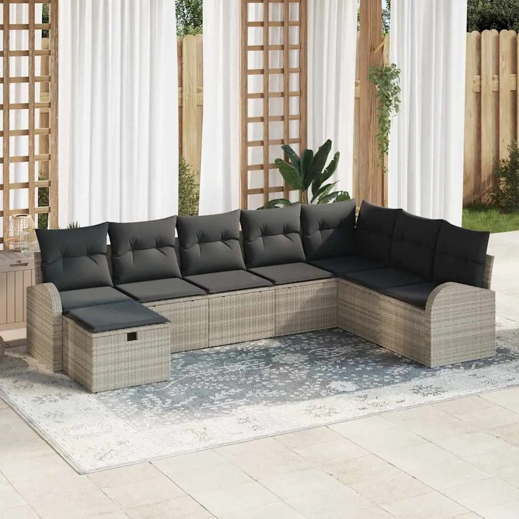 vidaXL Σετ Καναπέ Κήπου 8 pcs Ανοιχτό γκρι 289 x 179 x 85 εκ.