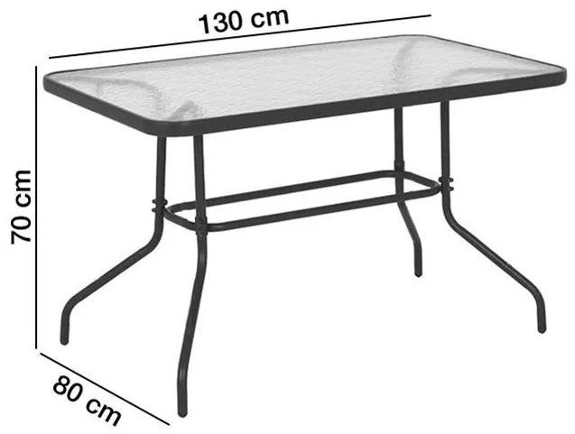 Τραπέζι κήπου Lucas Μεταλλικό με Γυαλί 130x80x70 εκ. 130x80x70 εκ.