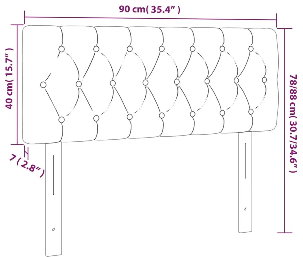 vidaXL Κεφαλάρι Κρεβατιού LED Μαύρο 90x7x78/88 εκ. Βελούδινο