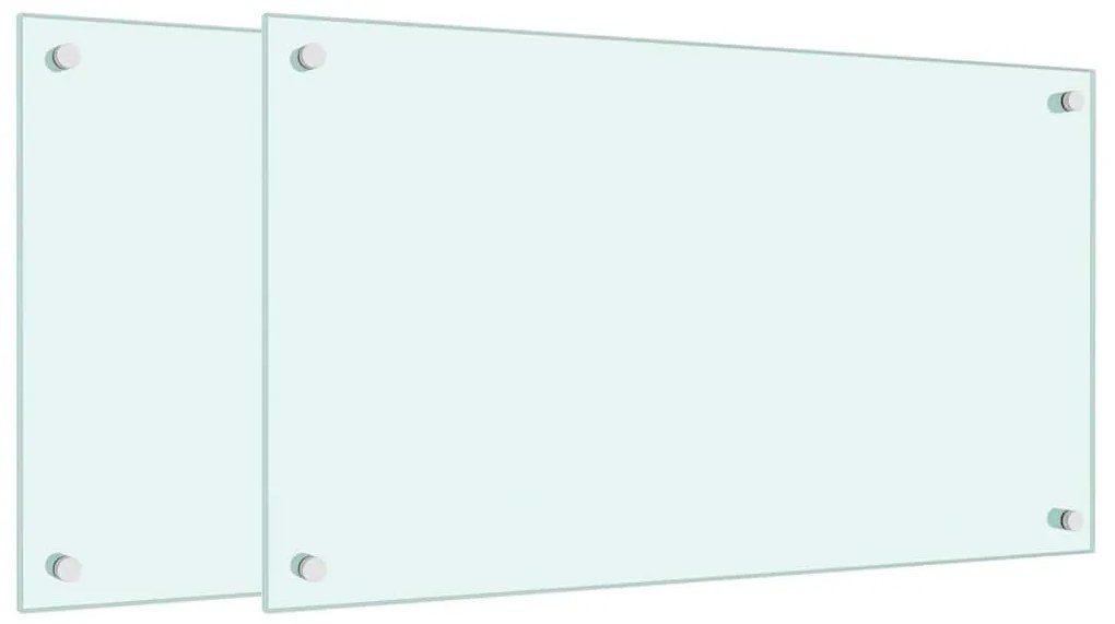 vidaXL Πλάτες Κουζίνας 2 τεμ. Λευκές 70 x 40 εκ. από Ψημένο Γυαλί