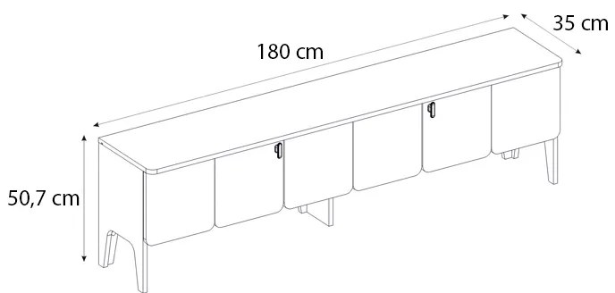 Έπιπλο τηλεόρασης Pedro Megapap χρώμα ανθρακί - rota oak 180x35x50,7εκ. - GP042-0305,1