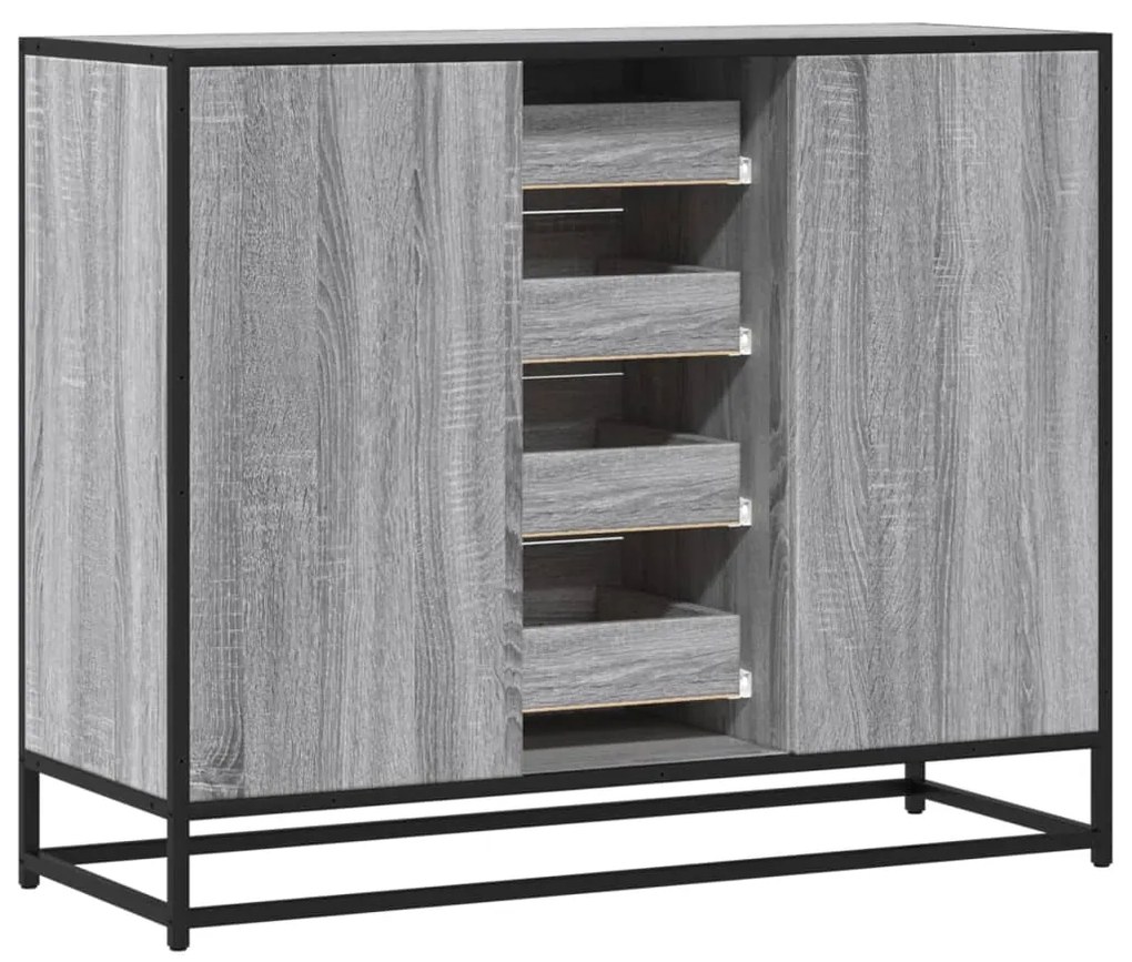 vidaXL Sideboard Γκρι Sonoma 92x35x76 cm Ξύλινο μηχανουργικό ξύλο