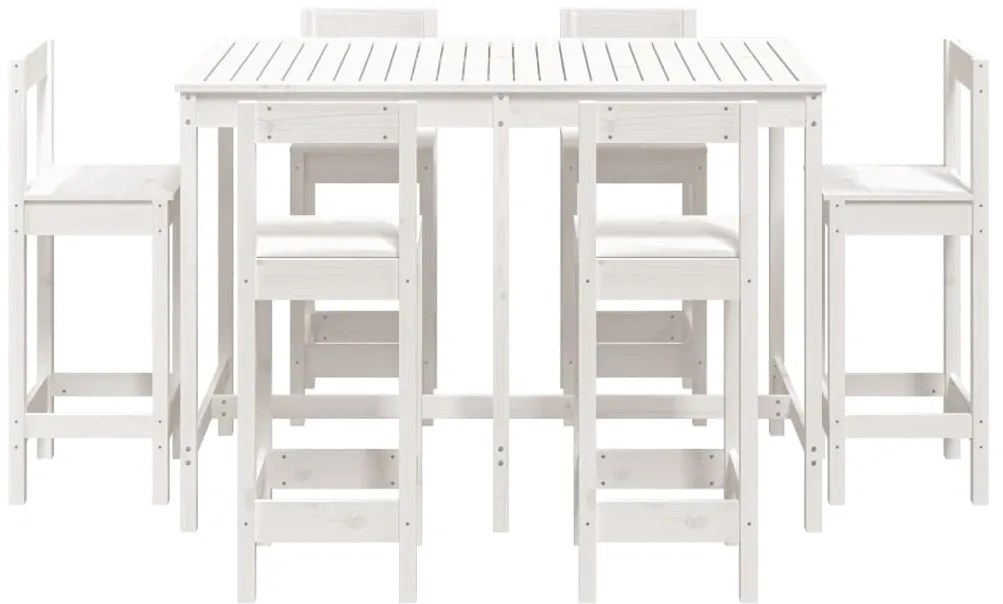 vidaXL Σετ Επίπλων Μπαρ Κήπου 7 Τεμαχίων Λευκό από Μασίφ Ξύλο Πεύκου