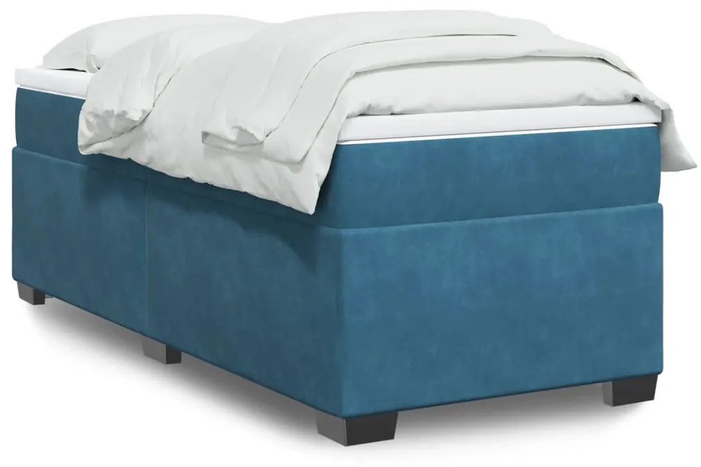 vidaXL Κρεβάτι Boxspring με Στρώμα Σκούρο Μπλε 90x190 εκ. Βελούδινο