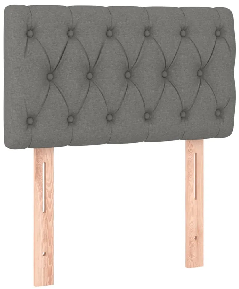 vidaXL Κρεβάτι Boxspring με Στρώμα & LED Σκ.Γκρι 80x200 εκ. Υφασμάτινο