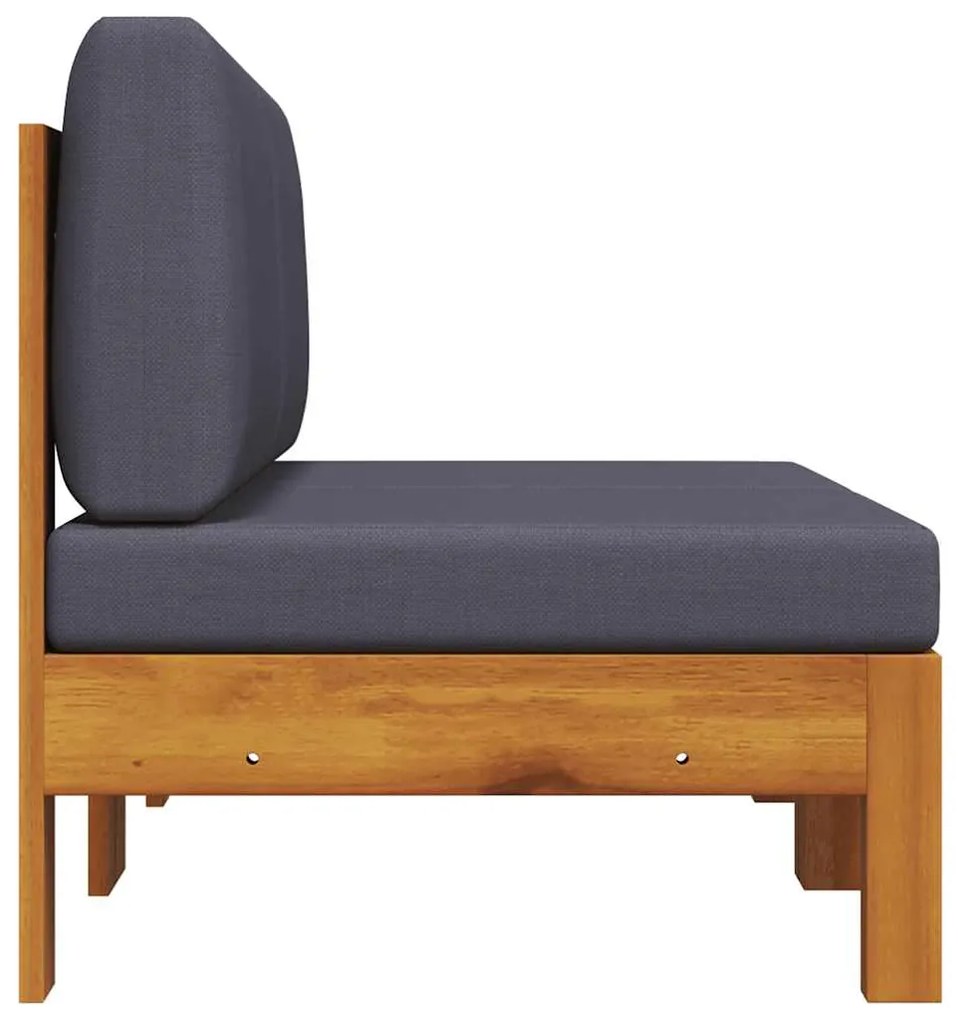 vidaXL Μεσαίοι Καναπέδες 2 τεμ. Μασίφ Ξύλο Ακακίας Σκ. Γκρι Μαξιλάρια