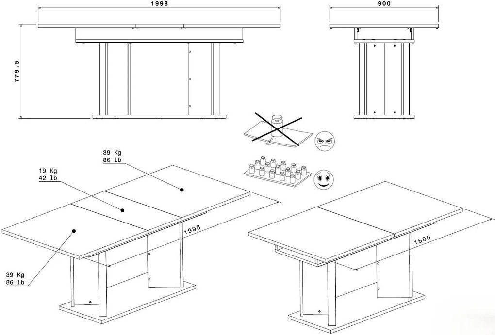 Επεκτεινόμενο τραπέζι Rasty