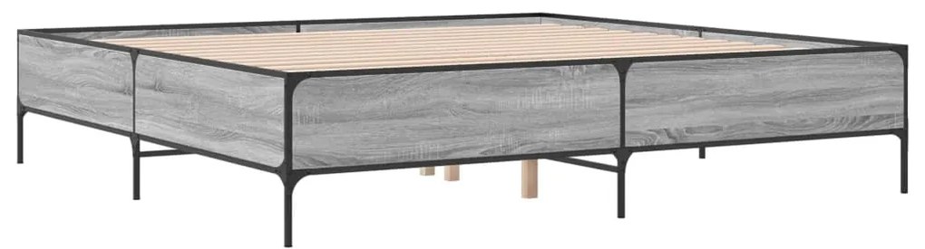 vidaXL Πλαίσιο Κρεβατιού Γκρι Sonoma 200x200 εκ. Επεξ. Ξύλο &amp; Μέταλλο