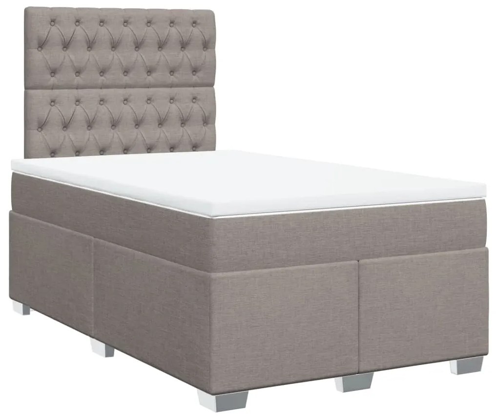 Κρεβάτι Boxspring με Στρώμα Taupe 120x200 εκ. Υφασμάτινο - Μπεζ-Γκρι