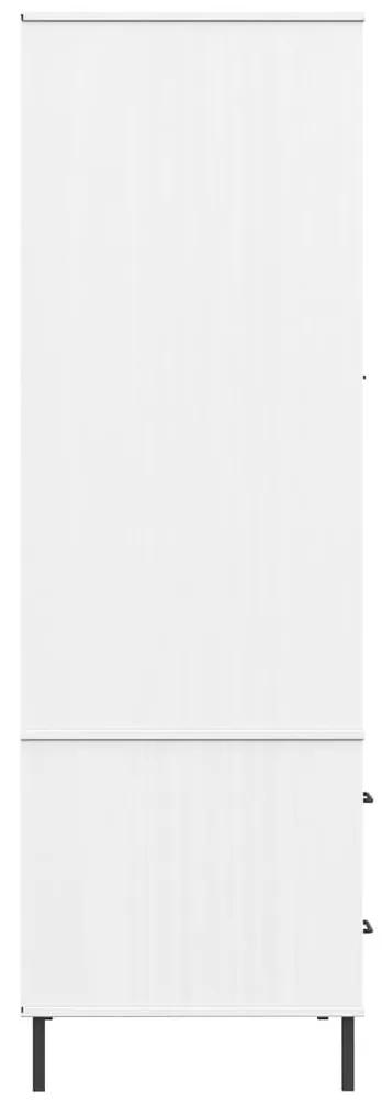 Ντουλάπα OSLO Λευκή 90x55x172,5 εκ. Μασίφ Ξύλο με Μετ. Πόδια - Λευκό