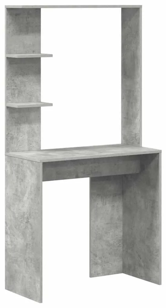 vidaXL Γραφείο με ράφι Γκρι σκυροδέματος 78.5 x 37 x 154.5 εκ