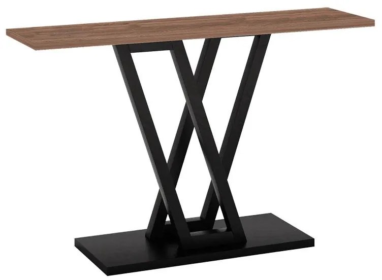 Κονσόλα Wirmo καρυδί μελαμίνης-πόδι μαύρο μέταλλο 110x30x80εκ 110x30x80 εκ.