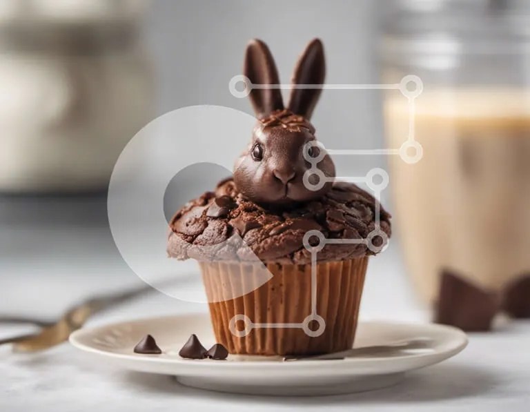 Intra Συλλεκτικό Ξύλινο Παζλ Plywood  4mm - Νόστιμο Cupcake Chocolate Bunny με τσιπς σοκολάτας και γάλα Σε Ξύλινο Κουτί - Διαστάσεις: 10x10 cm – 25 κομμάτια