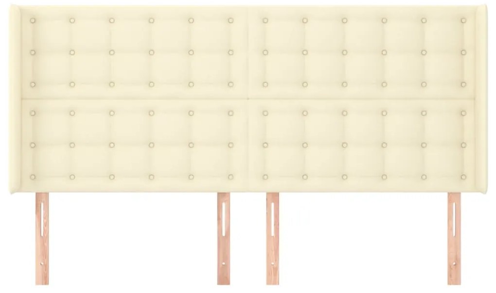 vidaXL Κεφαλάρι με Πτερύγια Κρεμ 163x16x118/128 εκ. Συνθετικό Δέρμα